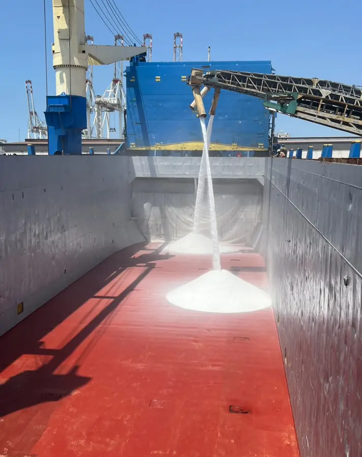 Urea loading into the hold of MV AB MOLY